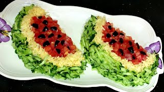 سلطة أرز بخضار على شكل أبراج بطيخ🍉🍉🍉 روعة سهلة بنة توب salade de riz aux legume [upl. by Noy]