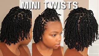 How To Do Mini Twists On Low Density Short Natural Hair [upl. by Peckham]