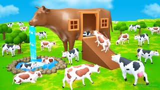 Giant Cow Mud House Farm  Cow Videos  Cows Farm 3D Animated Cartoon Videos  Funny Animals 2022 [upl. by Freed]