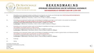 07 OKTOBER 2024  OPENBARE VERGADERING VAN DE NATIONALE ASSEMBLEE [upl. by Ynnub52]