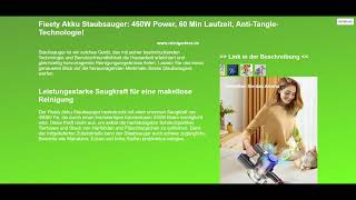 Fieety Akku Staubsauger 450W Power 60 Min Laufzeit AntiTangleTechnologie [upl. by Okia]