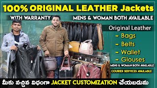 100 Original Leather Jackets For Men amp Women  Genuine Leather Market In Hyderbad  in Telugu [upl. by Reisfield]