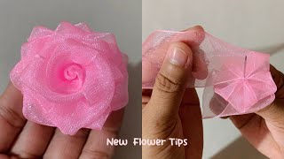 DIY ribbon flowers  How to make ribbon roses  Easy to make with needles  New Flower Tips [upl. by Einnaffit867]