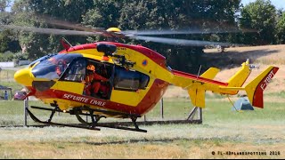 Sécurité Civile Eurocopter EC145 Medical Evacuation at Vichy airport [upl. by Fitz298]