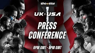 PRESS CONFERENCE Deji vs Alex Wassabi  UK vs USA  Showstar Boxing [upl. by Ymorej]