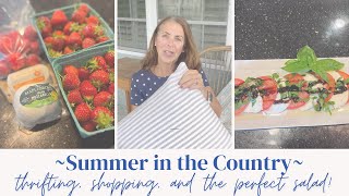 RELAXING SUMMER DAY THRIFTING  FARMSTANDSHOPPING  THE PERFECT CAPRESE SALAD summer [upl. by Armando]