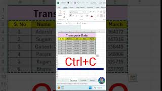 Transpose data in excel 😳 excel formula hacks 😱  excel excelshortcuts [upl. by Beichner]