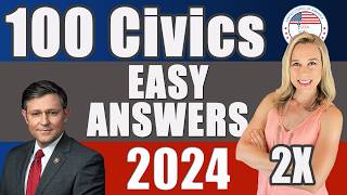 2024 100 Civics Questions and answers in RANDOM Order amp SIMPLEST ANSWERS  REPEAT 2X [upl. by Aicsile549]