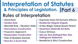 Interpretation of Statutes amp Principles of Legislation LLB Syllabus Revision Notes Lecture  Part 6 [upl. by Mountfort]