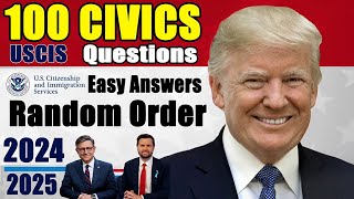 20242025 UPDATE 100 Civics Questions and answers in RANDOM Order amp SIMPLEST ANSWERS [upl. by Tam]