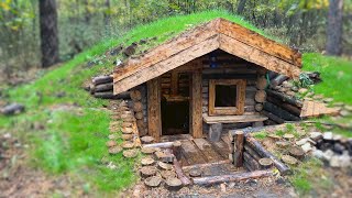 How to build HOUSE UNDERGROUND from START to FINISH 15 days in the forest WOODWORKING [upl. by Lew]