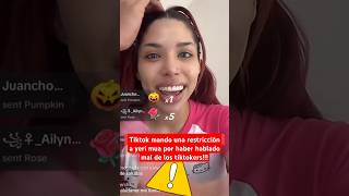 Tiktok mando una restricción a yeri mua por haber hablado mal de los tiktokers tiktok yerimua [upl. by Lally]