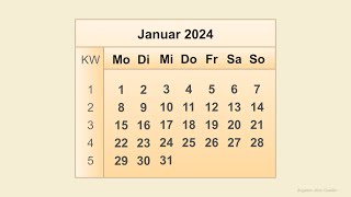 Kalender Januar 2024 [upl. by Georgine]