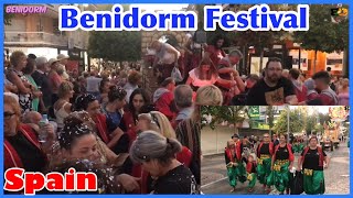 Benidorm Festival Benidorm Spain Fiesta 🥳 Spain Festivals amazing Croud In Benidorm spain [upl. by Dnartreb]