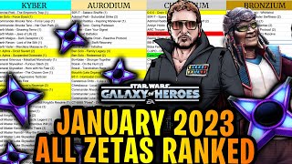 ALL ZETAS RANKED FROM BEST TO WORST JANUARY 2023  Zeta Order  Best Zetas in SWGOH for 2023 [upl. by Nivlam942]