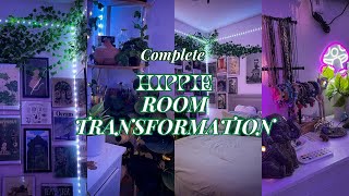 COMPLETE AESTHETIC ROOM TRANSFORMATION  Hippie amp Pinterest inspired [upl. by Canale416]