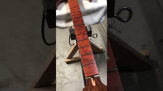 Teaser for tomorrow’s video about finishing a Padauk guitar fretboard [upl. by Alyl153]