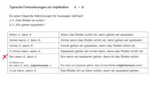 Aussagenlogik Formulierungen zur Implikation [upl. by Latimore]