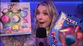 ASMR Opening Slime Craft Kits Slime on Mic Ramblings Package Gripping Slimey Sounds💗Day 6 ⛄️✨ [upl. by Malka]