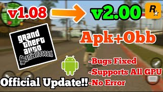 GTA San Andreas v200 APKOBBOfficial UpdateNo ErrorBugs Fixed [upl. by Garmaise520]