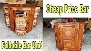 Sheesham Wood Foldable Bar Cabinet With Revolving In Natural Finish By Star Enterprises Furniture [upl. by Adlog]