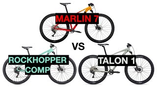 2021 Trek Marlin 7 vs Specialized Rockhopper Comp vs Giant Talon 1 Comparison [upl. by Gaylene837]