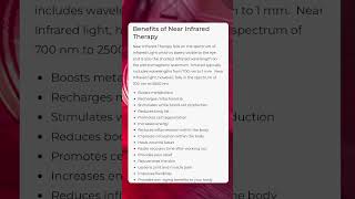 NEAR INFRARED LIGHT THERAPY HEALTH BENEFITS [upl. by Dnomasor]