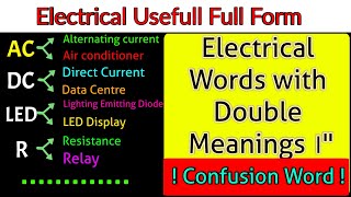 Electrical short form to full form Electrical double meaning word Electrical confusion world [upl. by Notniuqal]