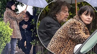 Al Pacino 82 braves rain to visit his exgirlfriend Lucila Sola 46 [upl. by Hendren]