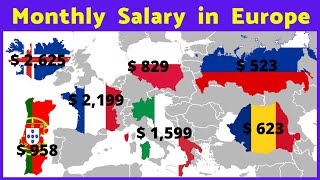 Monthly Salary in European Countries [upl. by Ayhdnas]