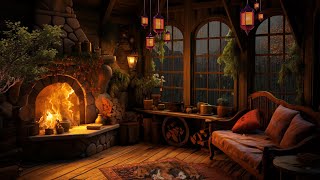 Autumn Cozy Cabin Ambience  Rain and Fireplace Sounds at Night for Sleeping Reading Relaxation [upl. by Odey466]