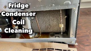 Cleaning Fridge Condenser Coils GE Refrigerator Fridge not cooling [upl. by Amble]