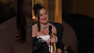 LilyGladstone is the first indigenous person to win Best Actress at the GoldenGlobes Shorts [upl. by Ymmik317]