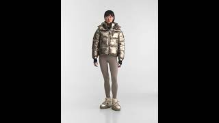 RUDSAK Shiny MAVE GLOSSY DOWN PUFFER Jacket WITH HOOD Metallic Ivory Camo Women [upl. by Giesser962]