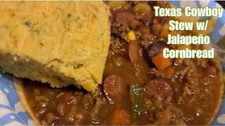 One Pot Meal  Texas Cowboy Stew  with Jalapeño Cornbread [upl. by Nyvar]