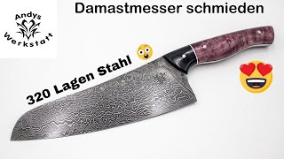 Wie geht das Damastmesser schmiedenherstellen Küchenmesser schmieden Damaszener Messer [upl. by Esirahs950]