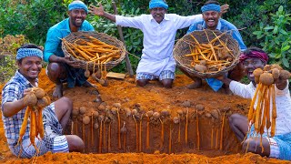 PALMYRA SPROUT  Harvesting  Panang Kilangu  Traditional Natural Snack Recipe Cooking in Village [upl. by Marice]