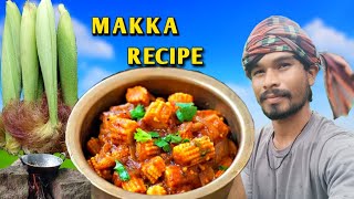 Masala Baby Corn 🌽 Recipe  100 Organic Corn Cooking And Eating In Village [upl. by Itaws805]