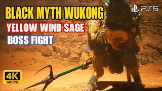 BLACK MYTH WUKONG YELLOW WIND SAGE BOSS FIGHT 4K Gameplay PS5 blackmyth wukong wukongblackmyth [upl. by Aisatsana317]