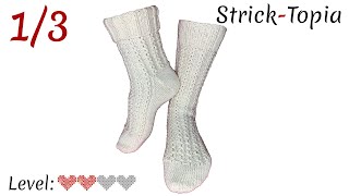 Socken mit ÜberzugZöpfchen Muster stricken leicht gemacht  Video 13  Bündchen amp Schaft [upl. by Siclari556]