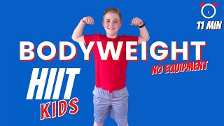 Bodyweight HIIT Workout for KIDS  No Equipment [upl. by Enieledam]