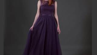 Abendkleid dunkelviolett mit Feintüll und Spitze [upl. by Joya]