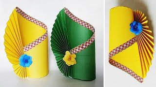 How To Make a Flower Vase at Home  Making Paper Flower Vase  DIY Simple Paper Crafts [upl. by Aisak]