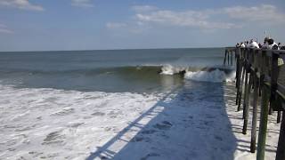 Surfers Riding Some Big Waves In Ocean City Maryland By The Pier [upl. by Maharva]