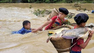 full video about Phu boy saving his friend in trouble and trapping fish to earn extra money to live [upl. by Alidia]