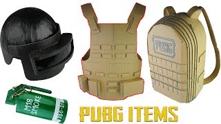 How to make PUBG ITEMS Compilation Level 3 Helmet Smoke Bomb Lvl 3 Military Vest Lvl3 Backpack [upl. by Shandee307]