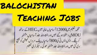 BALOCHISTAN teaching jobs latest news  teaching jobs 2024 hec jobs balochistan sbk latest [upl. by Lejna]