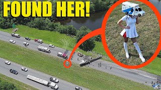 drone catches Ambulance Women helping people at an accident we found her [upl. by Aerb]