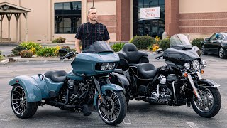 2024 HarleyDavidson Trike First Look  Road Glide 3 TriGlide Ultra amp Free Wheeler [upl. by Anivla]