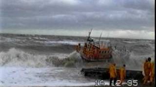 RNLI lifeboat launch in rough sea [upl. by Rainwater]